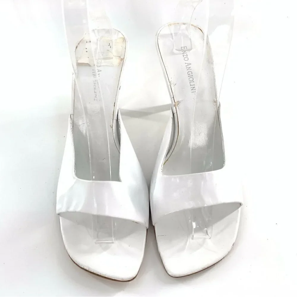 Enzo Angiolini womens heels size 8.5 marabellee white leather party Barbiecore